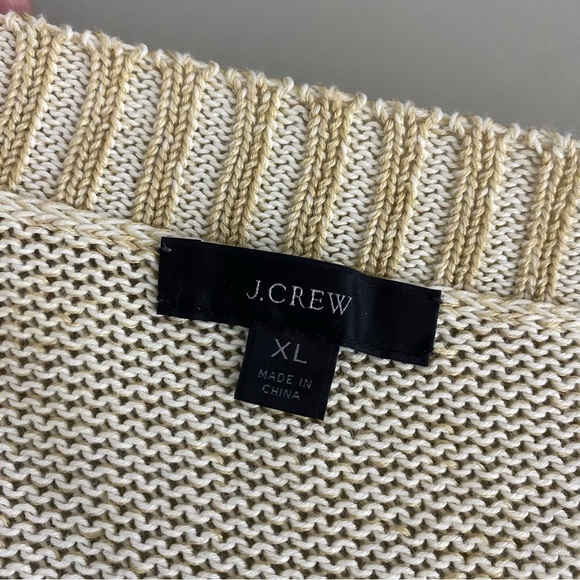 J. Crew BH469 Relaxed Linen Cotton Blend Beach Sweater XL Khaki Tan - Picture 5 of 8